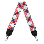 Blue Red And White American Plaid Print Bag Strap