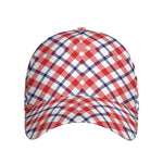 Blue Red And White American Plaid Print Baseball Cap
