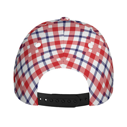 Blue Red And White American Plaid Print Baseball Cap