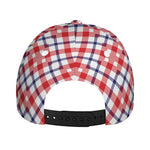 Blue Red And White American Plaid Print Baseball Cap
