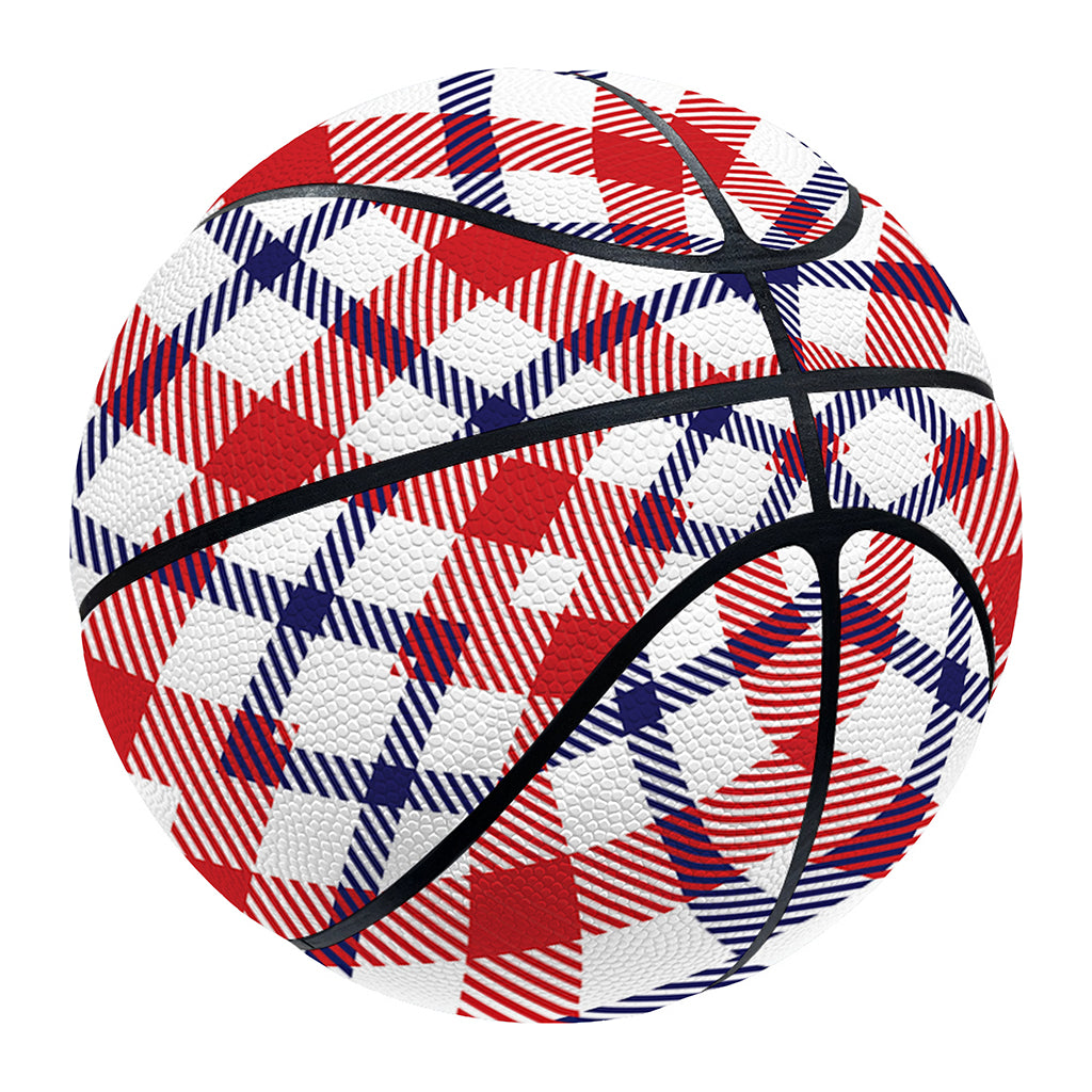 Blue Red And White American Plaid Print Basketball