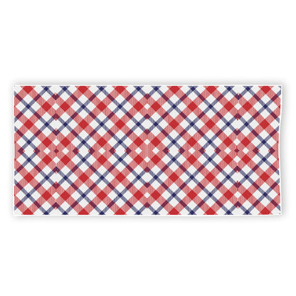 Blue Red And White American Plaid Print Beach Towel