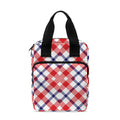 Blue Red And White American Plaid Print Bible Tote Bag