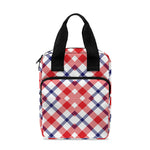 Blue Red And White American Plaid Print Bible Tote Bag