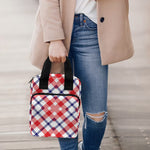 Blue Red And White American Plaid Print Bible Tote Bag