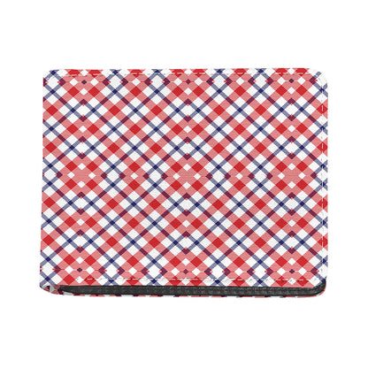 Blue Red And White American Plaid Print Bifold Wallet