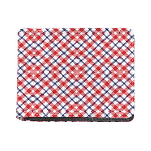 Blue Red And White American Plaid Print Bifold Wallet