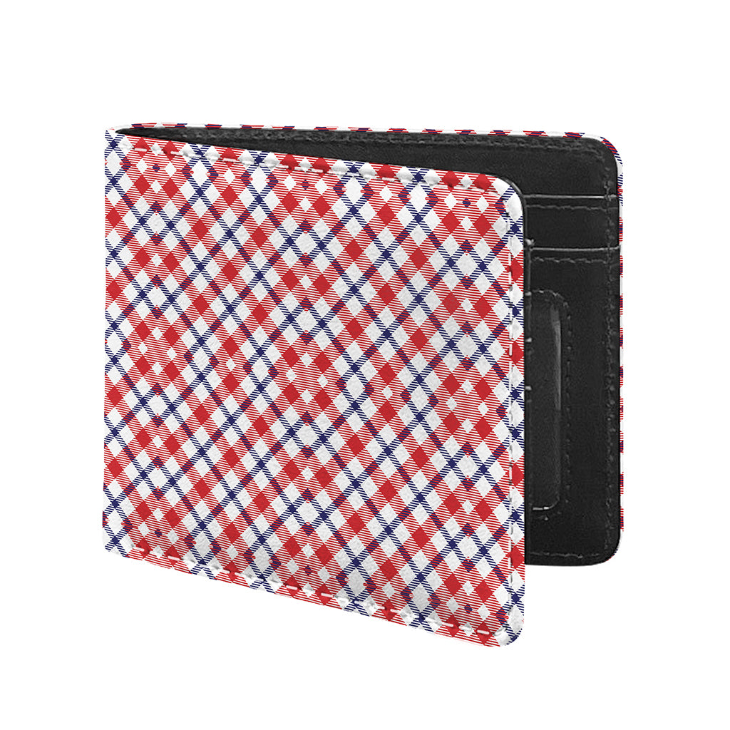 Blue Red And White American Plaid Print Bifold Wallet