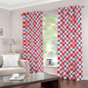 Blue Red And White American Plaid Print Blackout Grommet Curtains