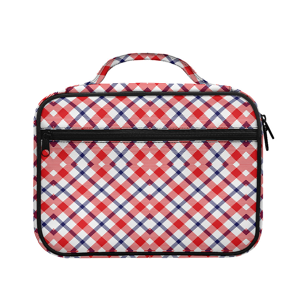 Blue Red And White American Plaid Print Briefcase Bible Bag