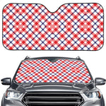 Blue Red And White American Plaid Print Car Windshield Sun Shade