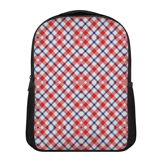 Blue Red And White American Plaid Print Casual Backpack