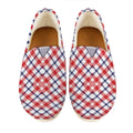 Blue Red And White American Plaid Print Casual Shoes