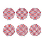 Blue Red And White American Plaid Print Coaster Set