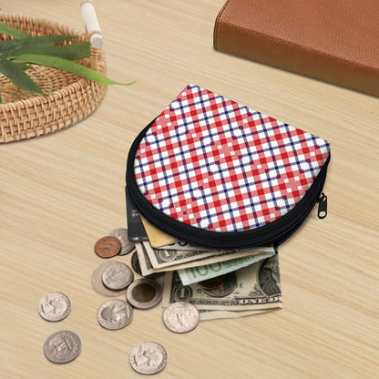 Blue Red And White American Plaid Print Coin Purse