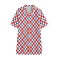 Blue Red And White American Plaid Print Cotton Hawaiian Shirt
