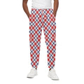 Blue Red And White American Plaid Print Cotton Sweatpants