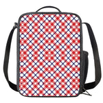 Blue Red And White American Plaid Print Crossbody Lunch Bag