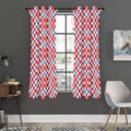 Blue Red And White American Plaid Print Grommet Curtain Panels