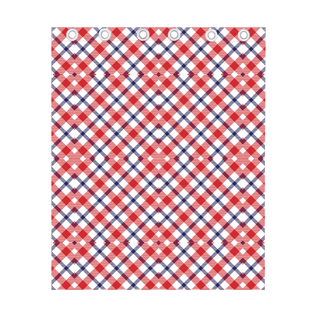 Blue Red And White American Plaid Print Curtain