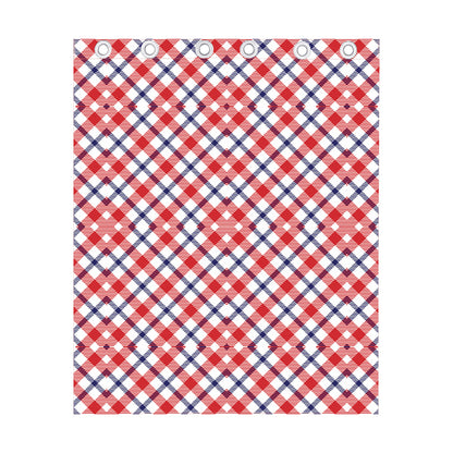 Blue Red And White American Plaid Print Curtain