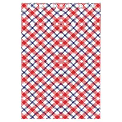 Blue Red And White American Plaid Print Curtain