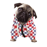 Blue Red And White American Plaid Print Dog Zip Up Hoodie