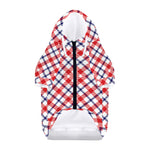 Blue Red And White American Plaid Print Dog Zip Up Hoodie