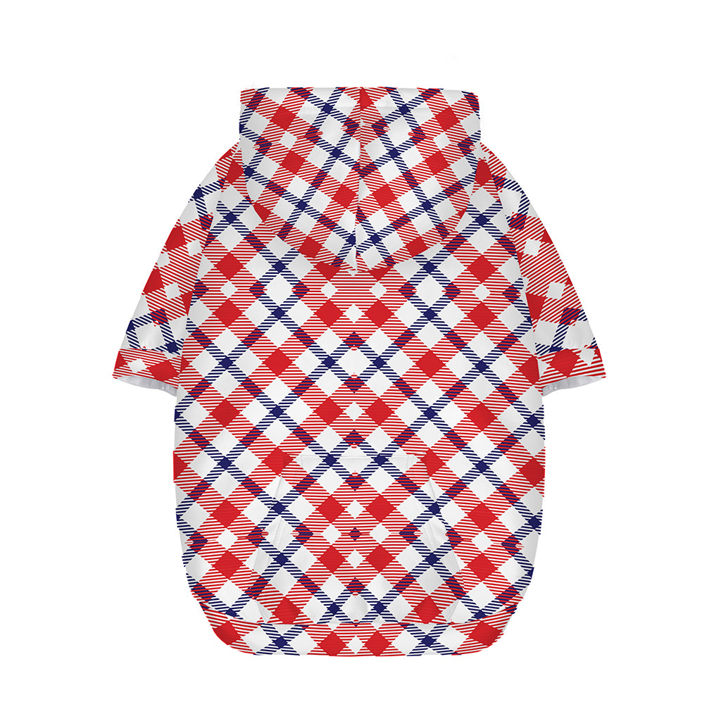 Blue Red And White American Plaid Print Dog Zip Up Hoodie