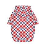 Blue Red And White American Plaid Print Dog Zip Up Hoodie