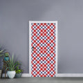 Blue Red And White American Plaid Print Door Sticker