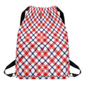 Blue Red And White American Plaid Print Drawstring Backpack