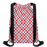 Blue Red And White American Plaid Print Drawstring Backpack