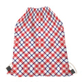 Blue Red And White American Plaid Print Drawstring Bag