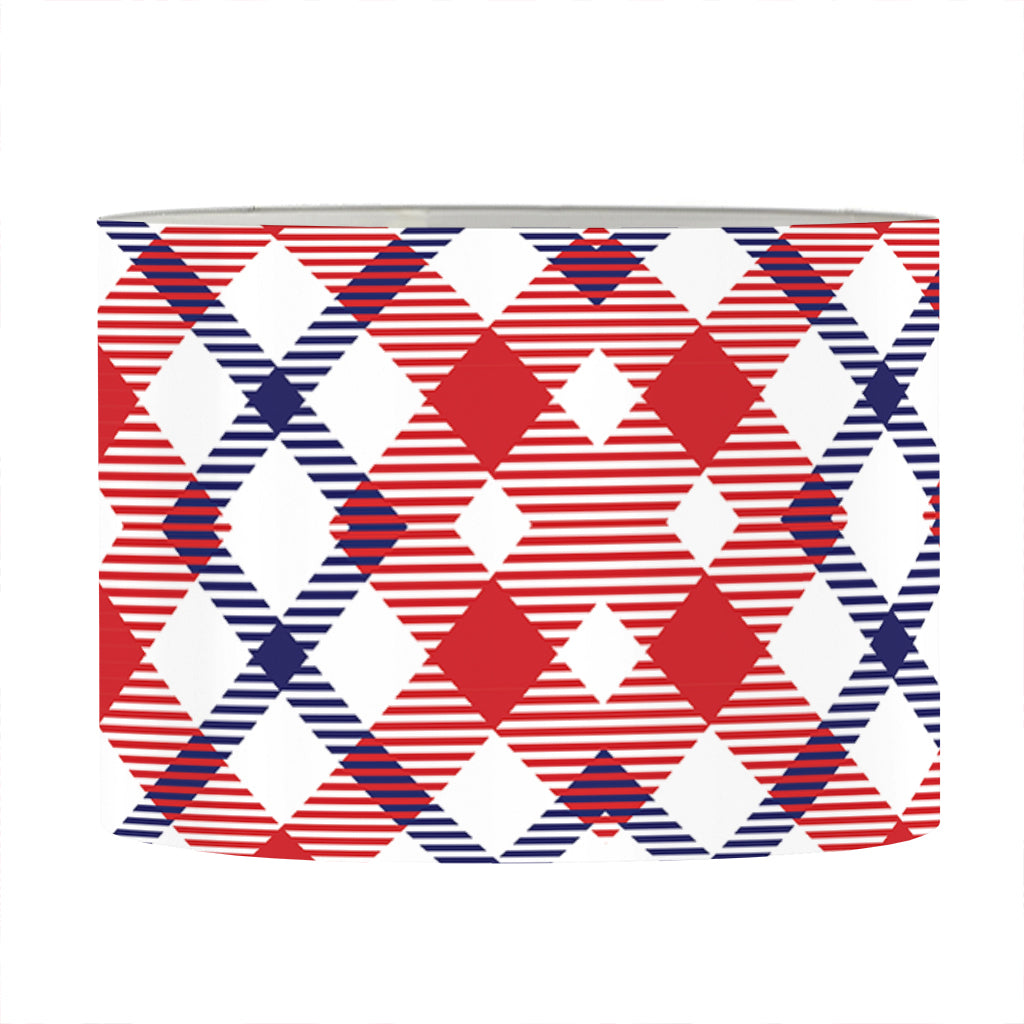 Blue Red And White American Plaid Print Drum Lamp Shade