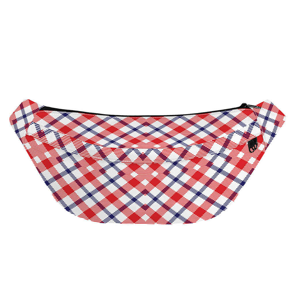 Blue Red And White American Plaid Print Fanny Pack