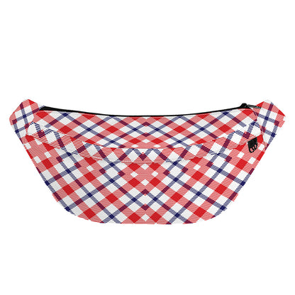Blue Red And White American Plaid Print Fanny Pack