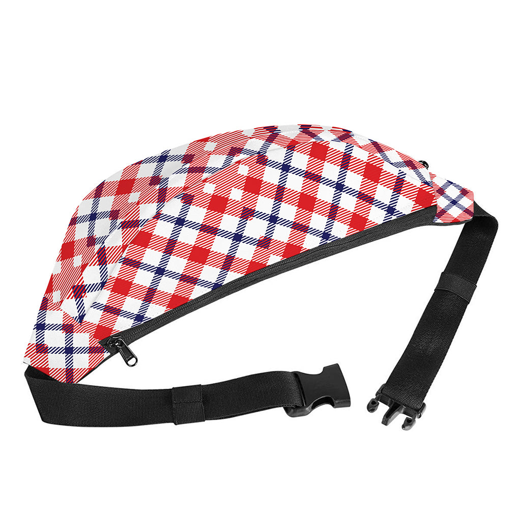 Blue Red And White American Plaid Print Fanny Pack
