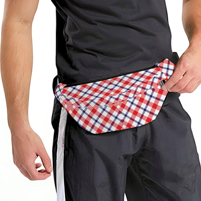 Blue Red And White American Plaid Print Fanny Pack
