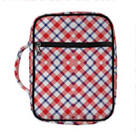 Blue Red And White American Plaid Print Front Pocket Bible Bag