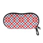 Blue Red And White American Plaid Print Glasses Case