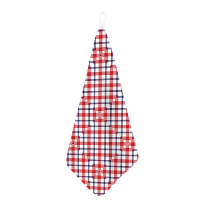 Blue Red And White American Plaid Print Hand Towel