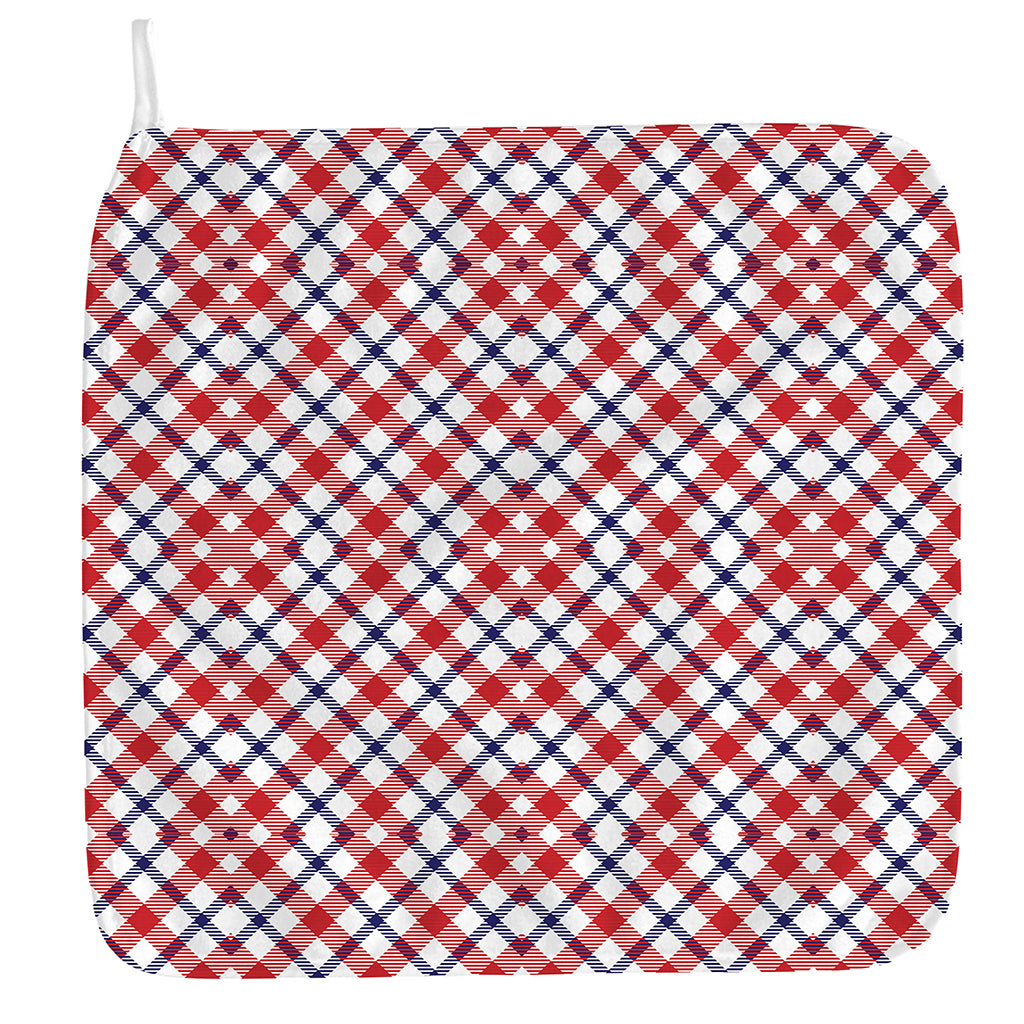 Blue Red And White American Plaid Print Hand Towel
