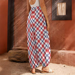 Blue Red And White American Plaid Print Harem Pants