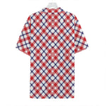 Blue Red And White American Plaid Print Hawaiian Shirt