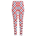 Blue Red And White American Plaid Print High-Waisted Pocket Leggings