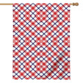 Blue Red And White American Plaid Print House Flag