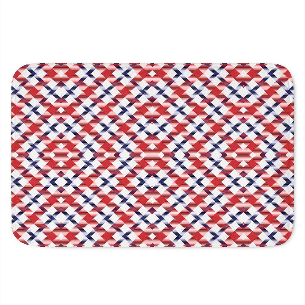 Blue Red And White American Plaid Print Indoor Door Mat