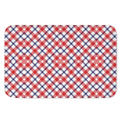 Blue Red And White American Plaid Print Indoor Door Mat