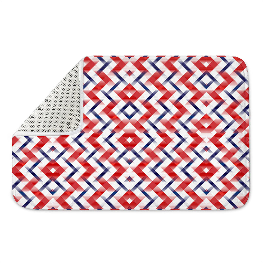 Blue Red And White American Plaid Print Indoor Door Mat